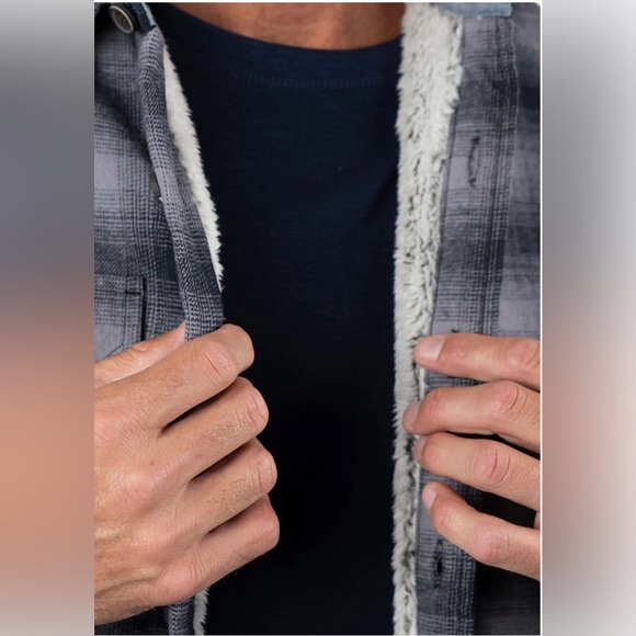 TAILOR VINTAGE PLAID FLANNEL SHIRT JACKET LINED WITH PLUSH SHERPA RED COLOR SZ L - Picture 11 of 13